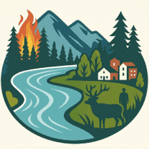 Forest Ecology 2026 Workshop logo with trees, river, fire, houses